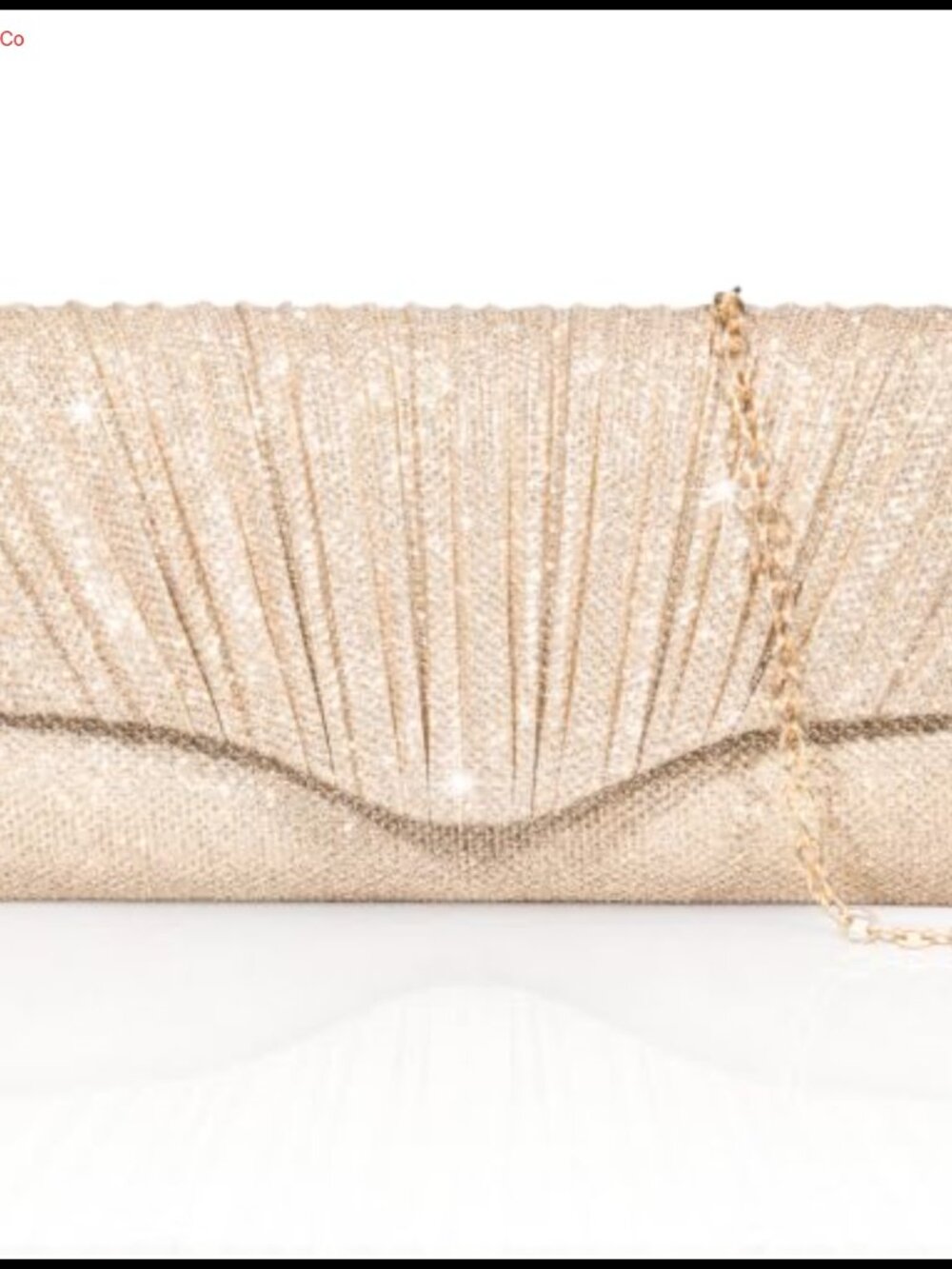 Sequin Pleated Evening Clutch with Chain Strap Crossbody Wedding Party Bag